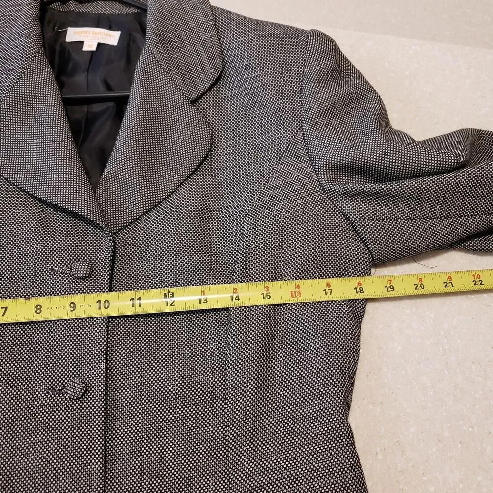 Vtg Brooks Brothers Gray 100% Wool Overcoat Trench Chesterfield Women's Size 12